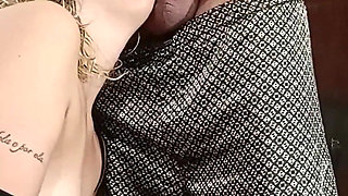 Step-mom Suddenly Gets a Cock in Her Face and Sucks Until Cumshot.