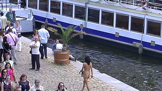 Blonde Amateur Takes Facial Outdoors In Public