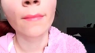 Glossy Pinky Lips Closeup Smoking Teen