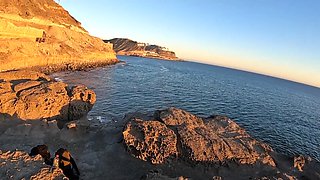 Hot blonde girl with big ass has a passionate banging session on a beautiful seashore