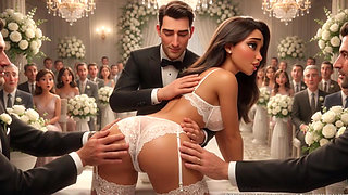 Cuckold Husband Lets All Guests Touch His Bride on All Fours at Wedding Reception (AI generated)
