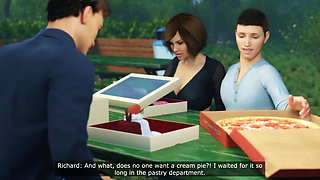 At a sunny picnic, big ass MILF Cora sneaks under the table to blow stepson while her husband is seated right next to them!