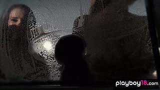 Smoking steamy teenage and GFs get some money