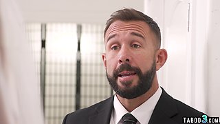 Nervous teen bride calming herself down