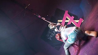 Dirty lady at tattoo bondage video