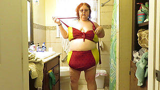 Hot sweaty wet Naighty Nurse Vicki strips out of swim suit after washing Her Car!