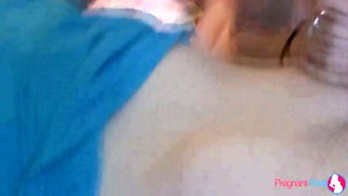 Pregnant girl takes a cock in her mouth for a hot blowjob
