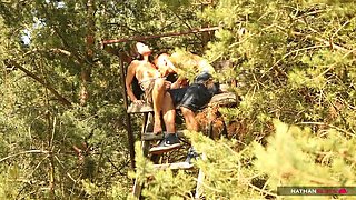 Karol Lilien & Samantha Johnson Outdoor Quickie Blowjob in the Woods - Doggy Style & Cum in Mouth