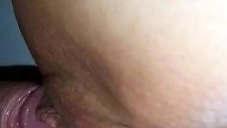 fucking a shaved petite milf in black lingerie POV