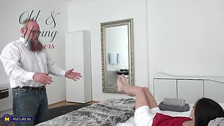 Old & Young Couple Having A Fun Time With Each Other