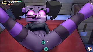 Hornycraft Enderman girl enjoys an anal toy fuckfest in a game gallery