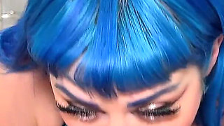 Blue-haired Babe in Bikini Rides Luke Cooper