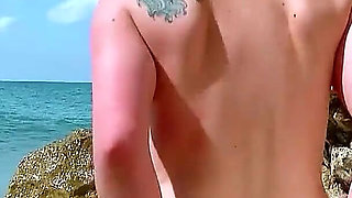 Pool boy with big cock fucks foreign Milf Marion in the ass on the beach