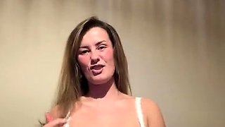 Blonde amateur MILF sucks and jerks for facial