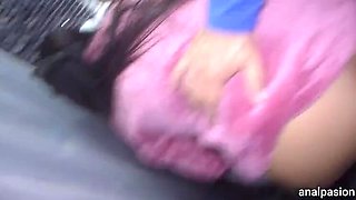 Huge Cum Creampie in Latina Girlfriend's Big Ass - Guest Bathroom Anal Sex