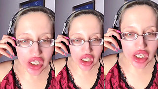 Asmr Paprika Pepper Eating - Asmr, Eye Glasses, Gianess, Lipstick, Big Lips, Mouth, Food, Face Fetish, Long Nails