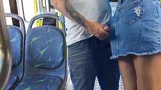 Public Transport Sex - Amateur Couple Fucking Doggy Style on Bus with Fanny Squirting