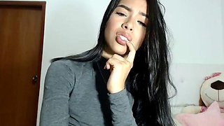 Beautiful babe loves masturbating: Latina, Striptease  Horny Porn