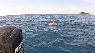 Nude Skinny Dipping in the Open Sea