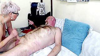 A Cool Mature Whore Devotedly Sucks A Dick To A Bald Partner And Lets Him Cum On Her Fucking Face ...))