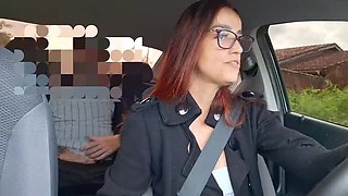 Naughty Brazilian Redhead Gives Hot Car Blowjob & Masturbates in Public - Real Homemade 4K