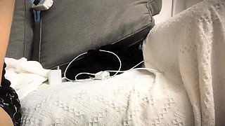 Cute amateur asian web cam girl playing with her toy