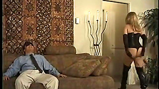 Sexy blonde with huge tits gets fucked from behind