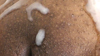 Interracial cum on pussy with BWC amateur