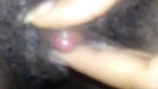 Close up Stroking My Big Clit Hairy Wet Pussy