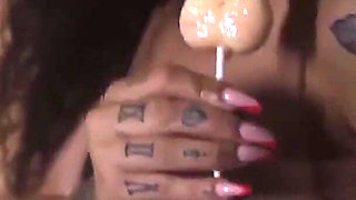 Tattooed Latinas Party with Wild Dildo Fun in Bed