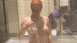 Invisible Cam in the Hotel Bathroom, Watch on the Pregnant Redhead Woman in the Hotel Bathroom with Window