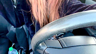 Solo Car Ride with Artemisia Love Driving Around and Showing Her Big Horny Boobs Long Hair Fetish