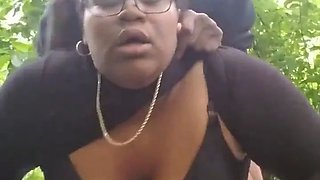 Fucking young thick big booty ebony slut out in public