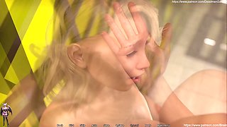 Animated big-boobed college cheerleader gets exhibitionist in the locker room