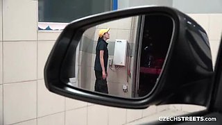 18 Year Old Cutie Gets A Car Wash Cock Surprise In Public