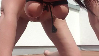 Hot MILF Has Squirt on Balcony