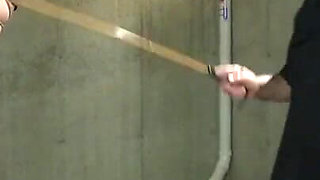 Amateur slave bdsm while hogtied upside down