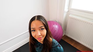 Skinny asian teen takes a big dick pov