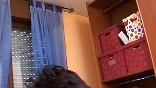 Close up amateur video with hairy pussy brunette, dildo and her fucker