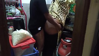 Hot Mother - Indian 55 Year Old Hot Fucked By Son In Law In Kitchen - Cum In The Big Ass