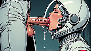 Horny Astronaut Blowjob Comic Art
