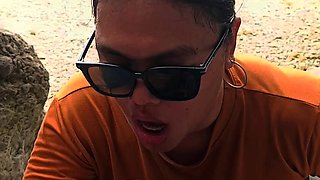 Public blow job at the beach Almost get caught