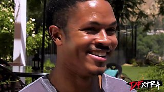 Platinum-blonde T-girl Multiracial Three-way