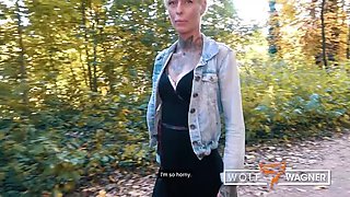 German Blonde MILF Public Blowjob POV - Amateur Outdoor Hookup