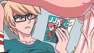 Hot Anime Jock Fucks Nerd in Library