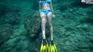 Underwater Beach Flasher - Bikini, Long Fins & Naughty Ocean Tease