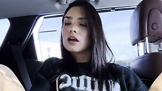 Horny brunette plays with her pussy in between appointments