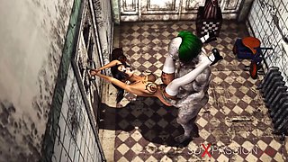 Super hot gorgeous woman gets fucked hard by an ominous clown in an abandoned clinic