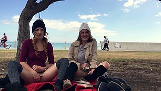 Brunette Amateur Beauty Banged All Over On Public Beach