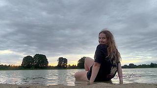 Showing My Body and Having Fun Saying Things in the Evening in an Empty Lake
